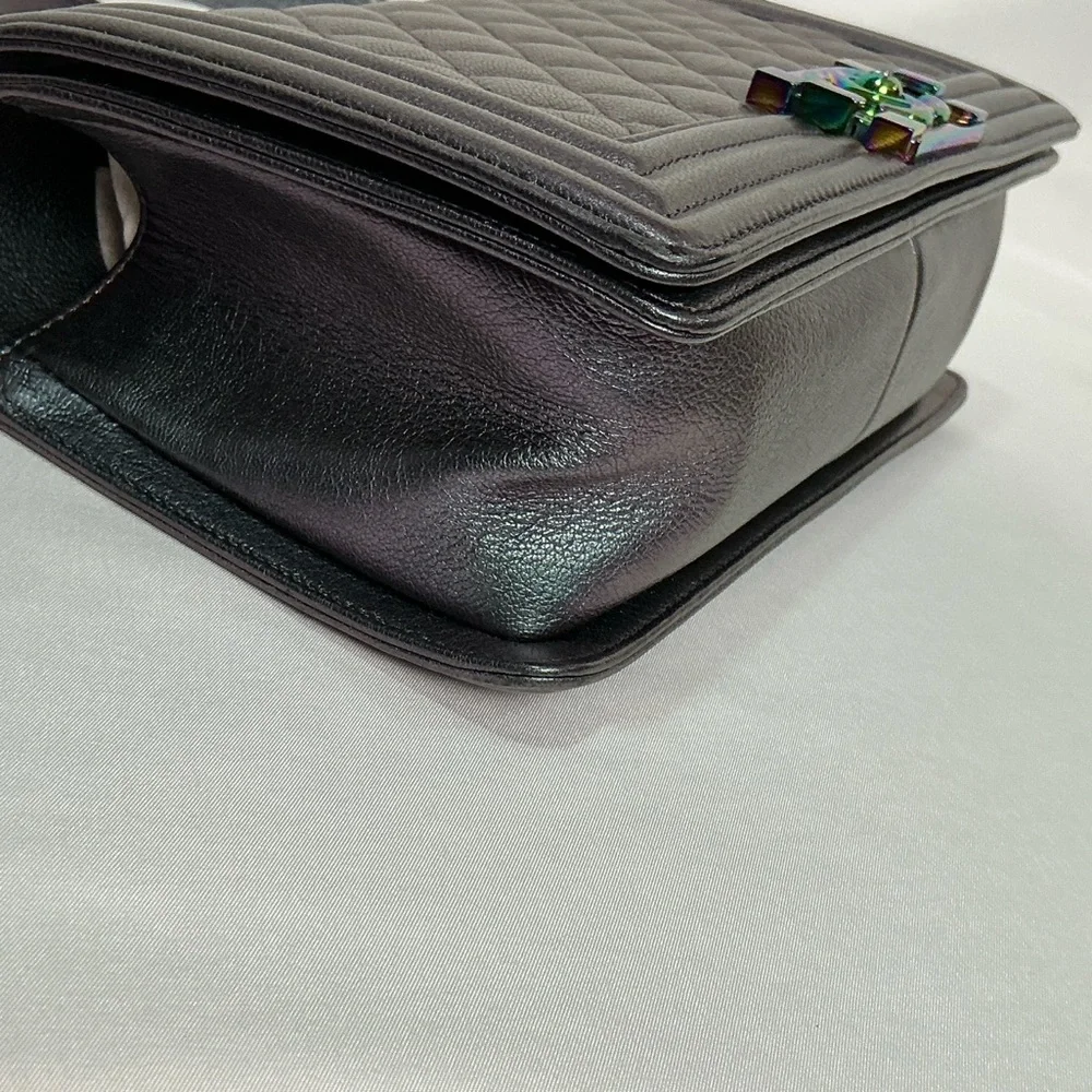 Chanel Purple Iridescent  Mermaid Quilted Shoulder Boy Flap Bag goatskin leather